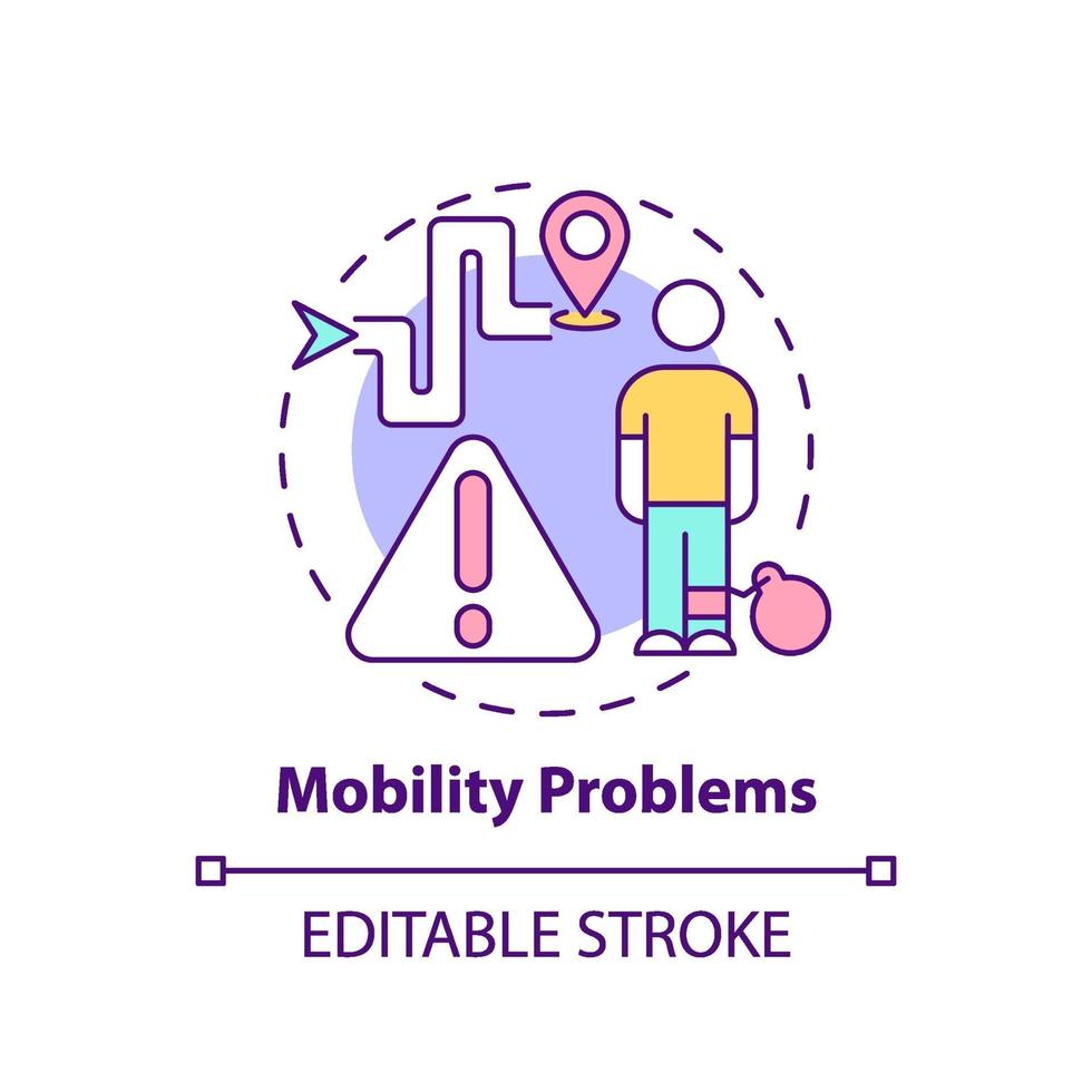 icono de concepto de problemas de movilidad vector