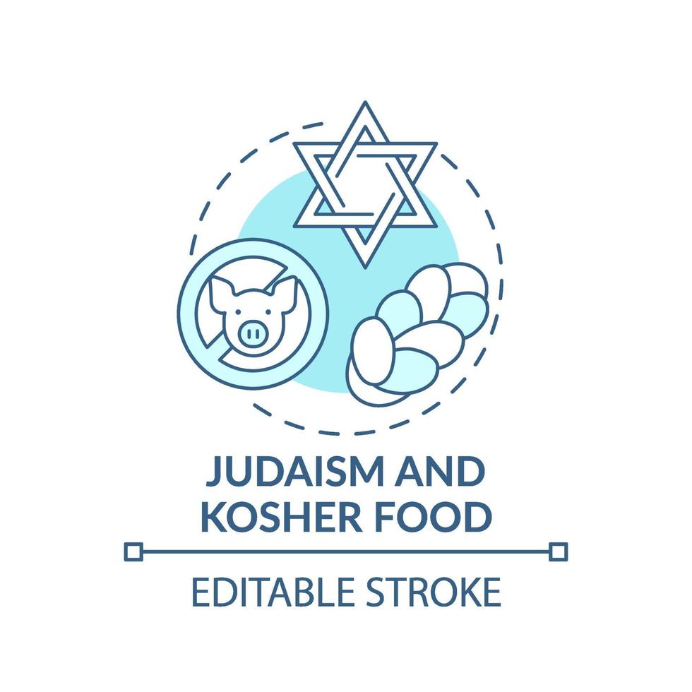 El judaísmo y la comida kosher icono concepto turquesa vector