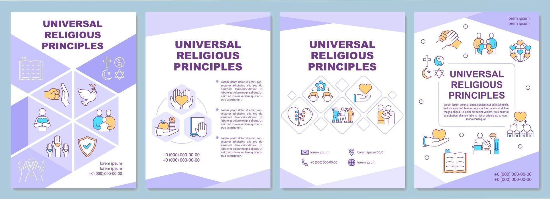 Universal religious principles brochure template vector