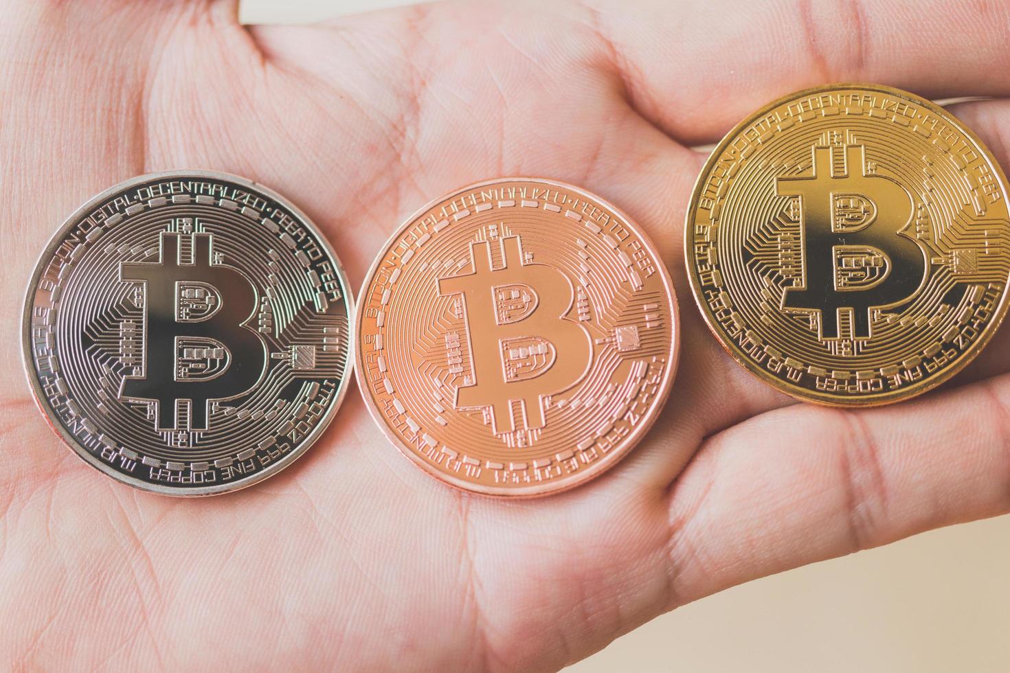 Bitcoin coins, digital currency concept photo