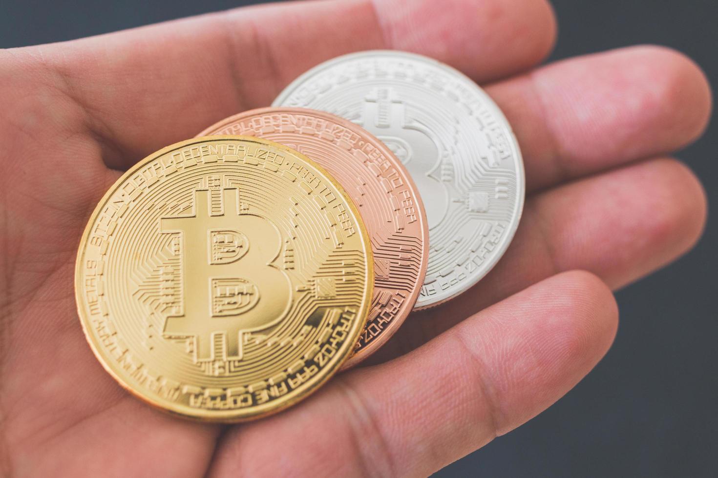 Bitcoin coins, digital currency concept photo