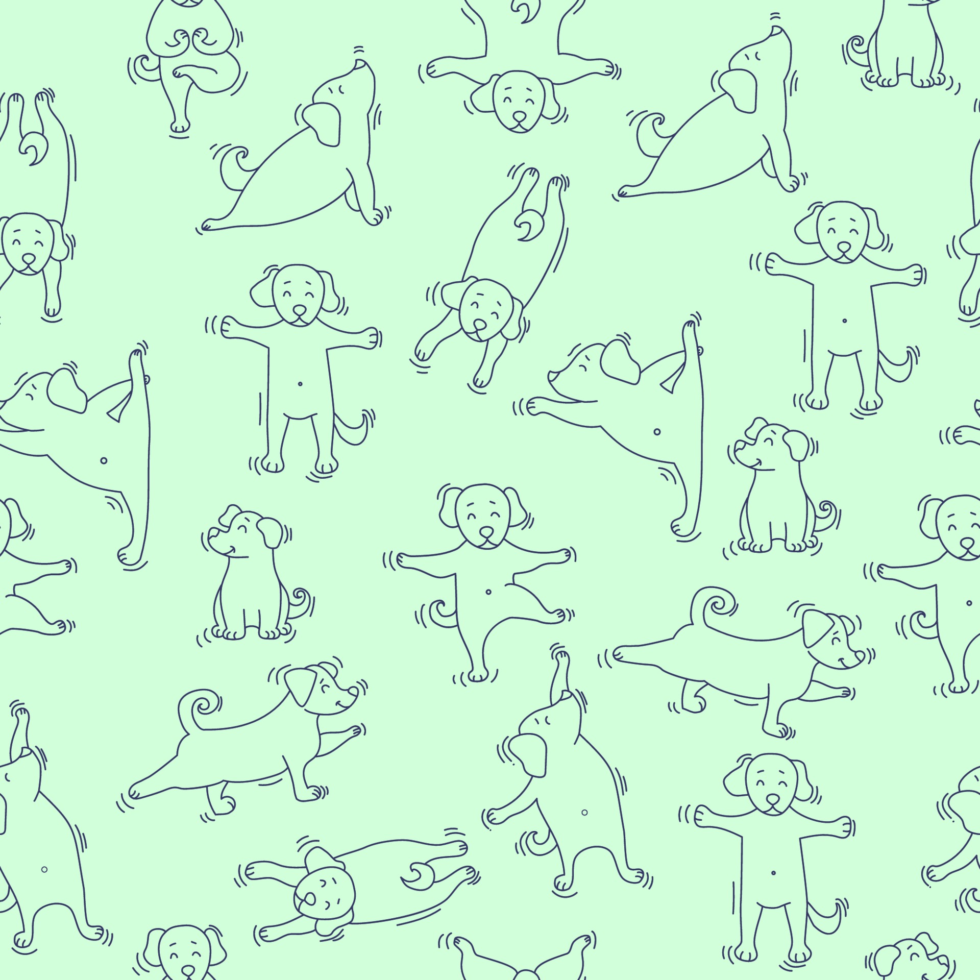 Seamless pattern. pets yoga. Dog yoga - cute puppies doing exercises and standing in asana. Vector outline on a light green background 2132629 Vector Art at Vecteezy Seamless pattern. pets yoga. Dog yoga - cute puppies doing exercises and standing in asana. Vector outline on a light green background 2132629 Vector Art at Vecteezy