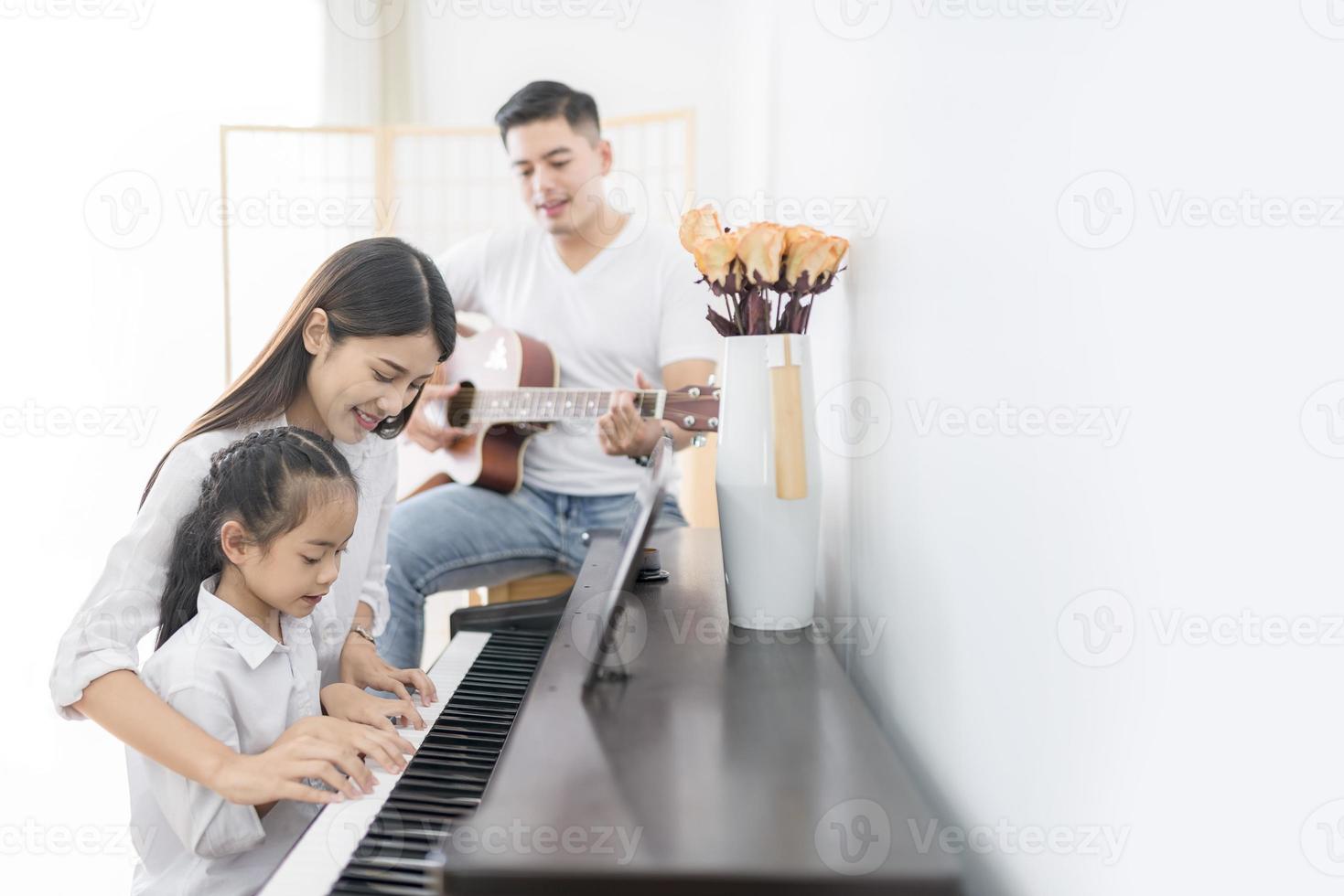 Family playing music together photo