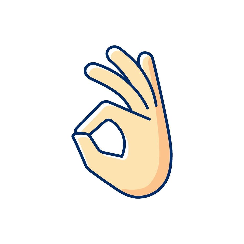 Okay gesture RGB color icon vector