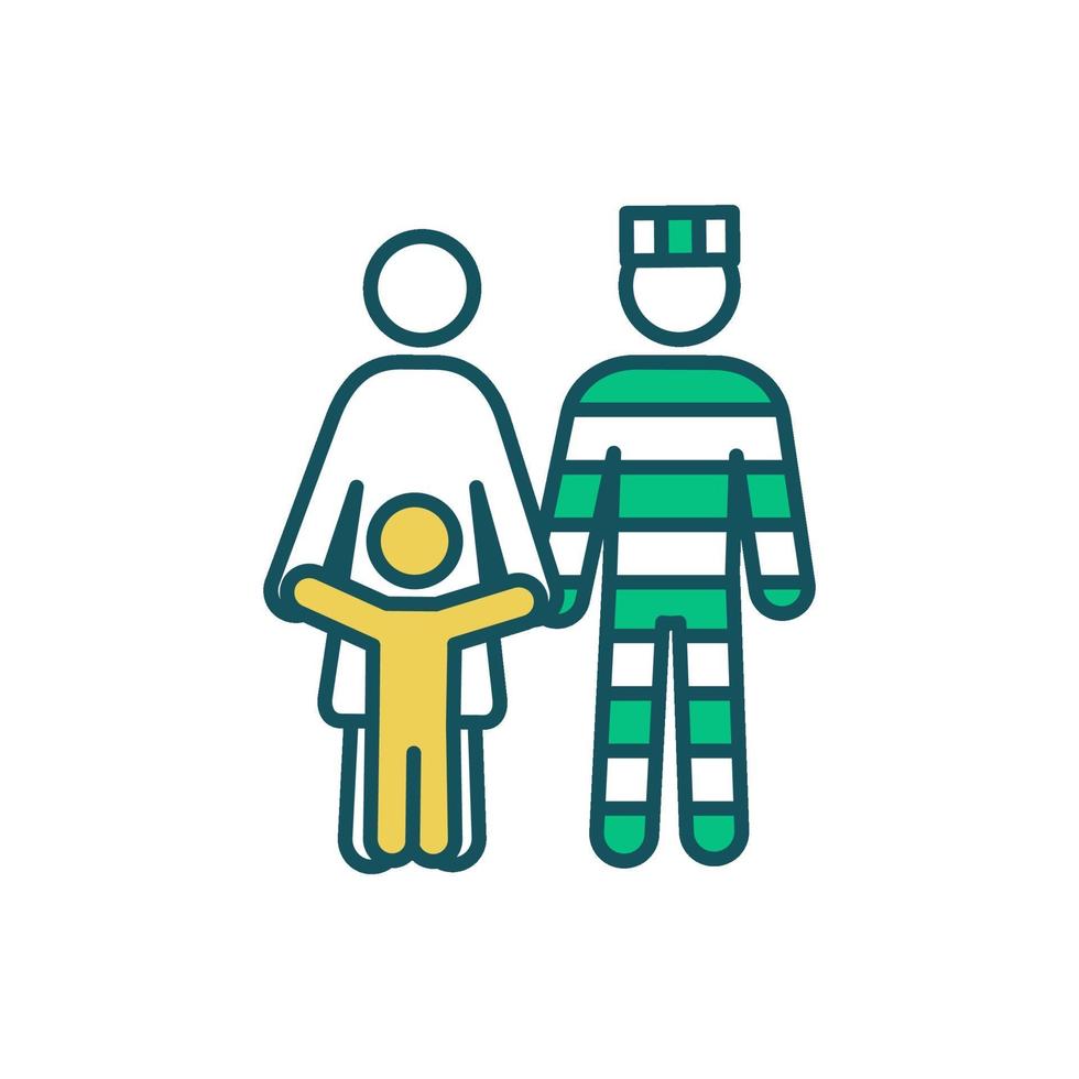 Prisoner family support RGB color icon vector