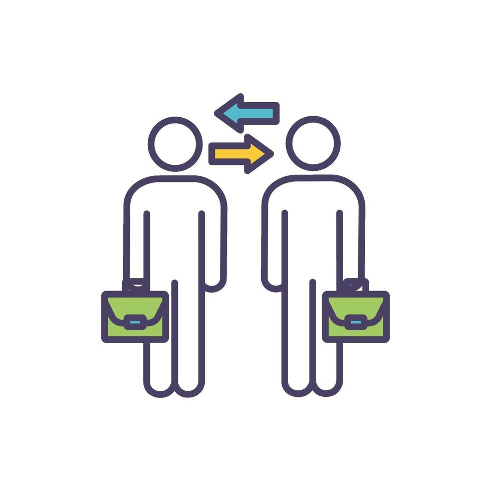 Collaboration in workplace RGB color icon vector