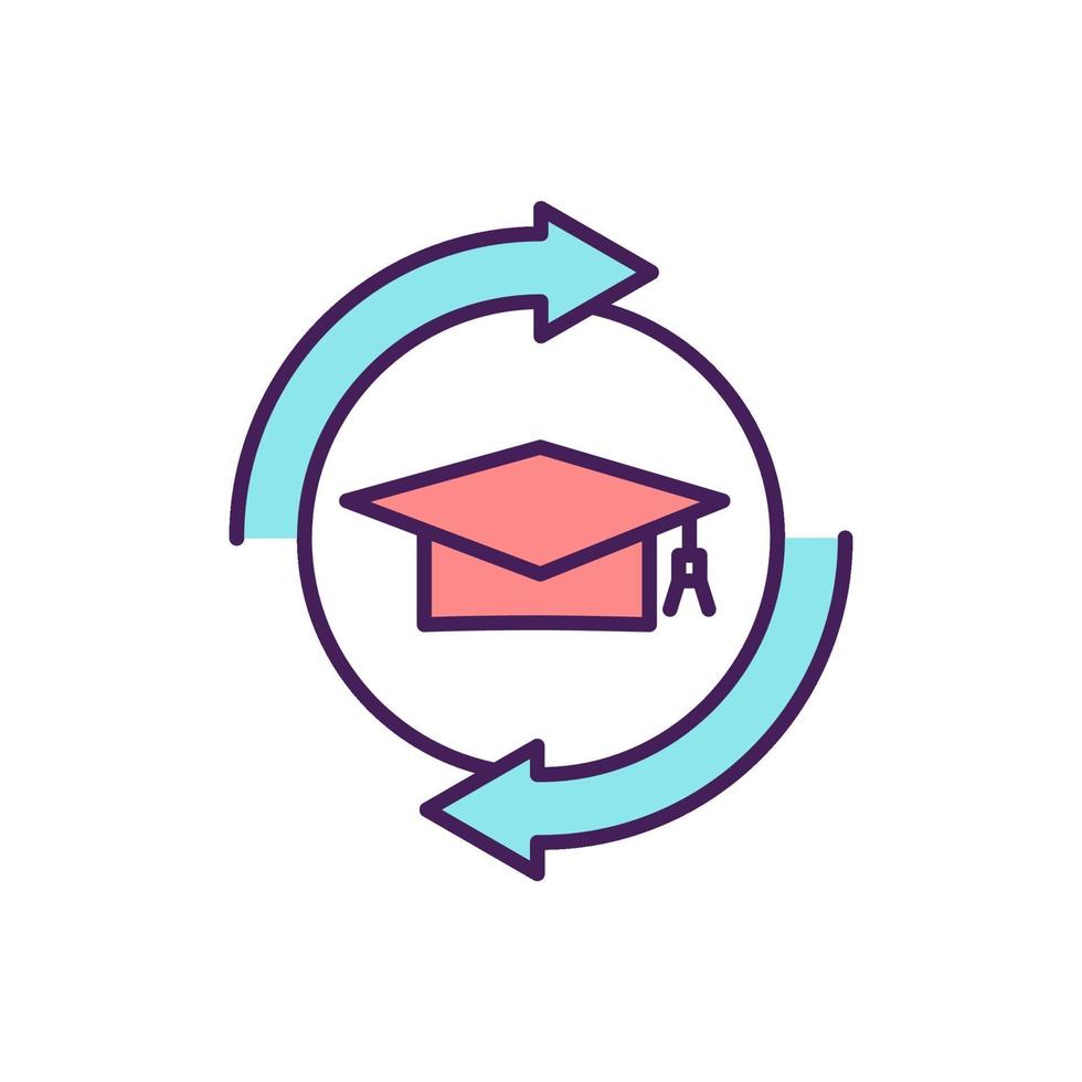 Education obtaining RGB color icon vector