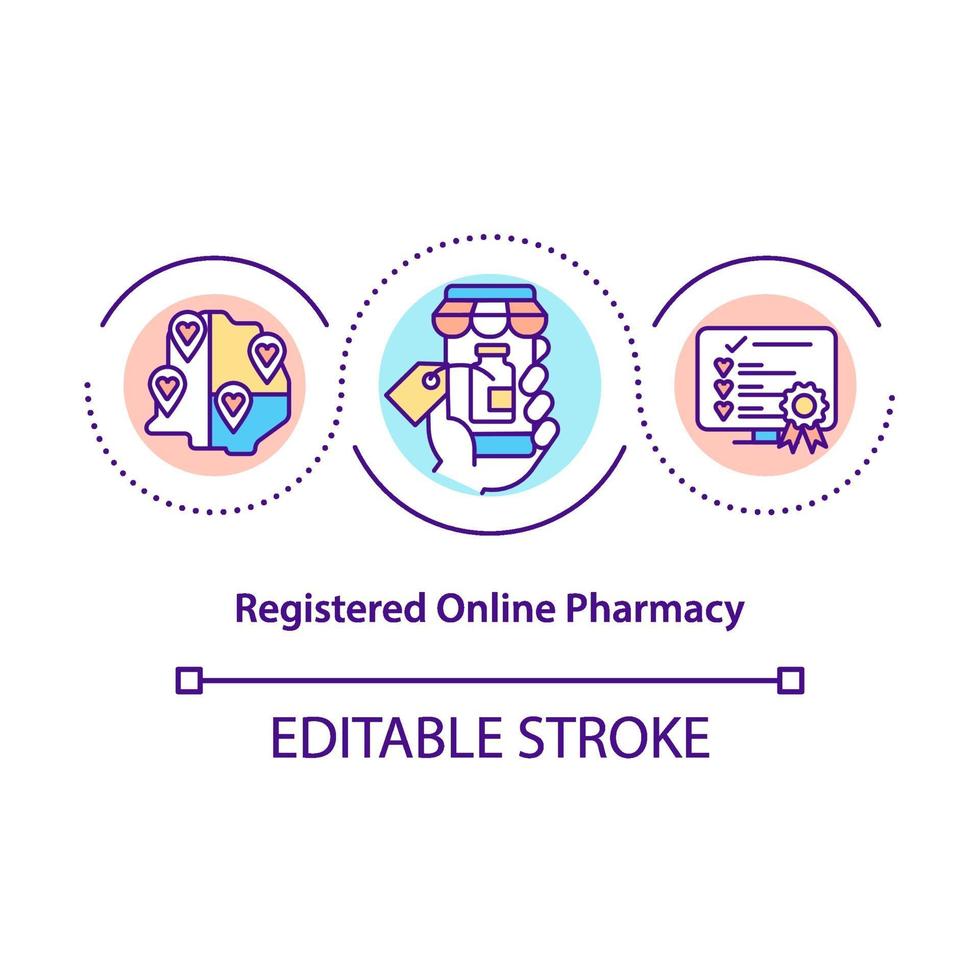 icono de concepto de farmacia en línea registrada vector