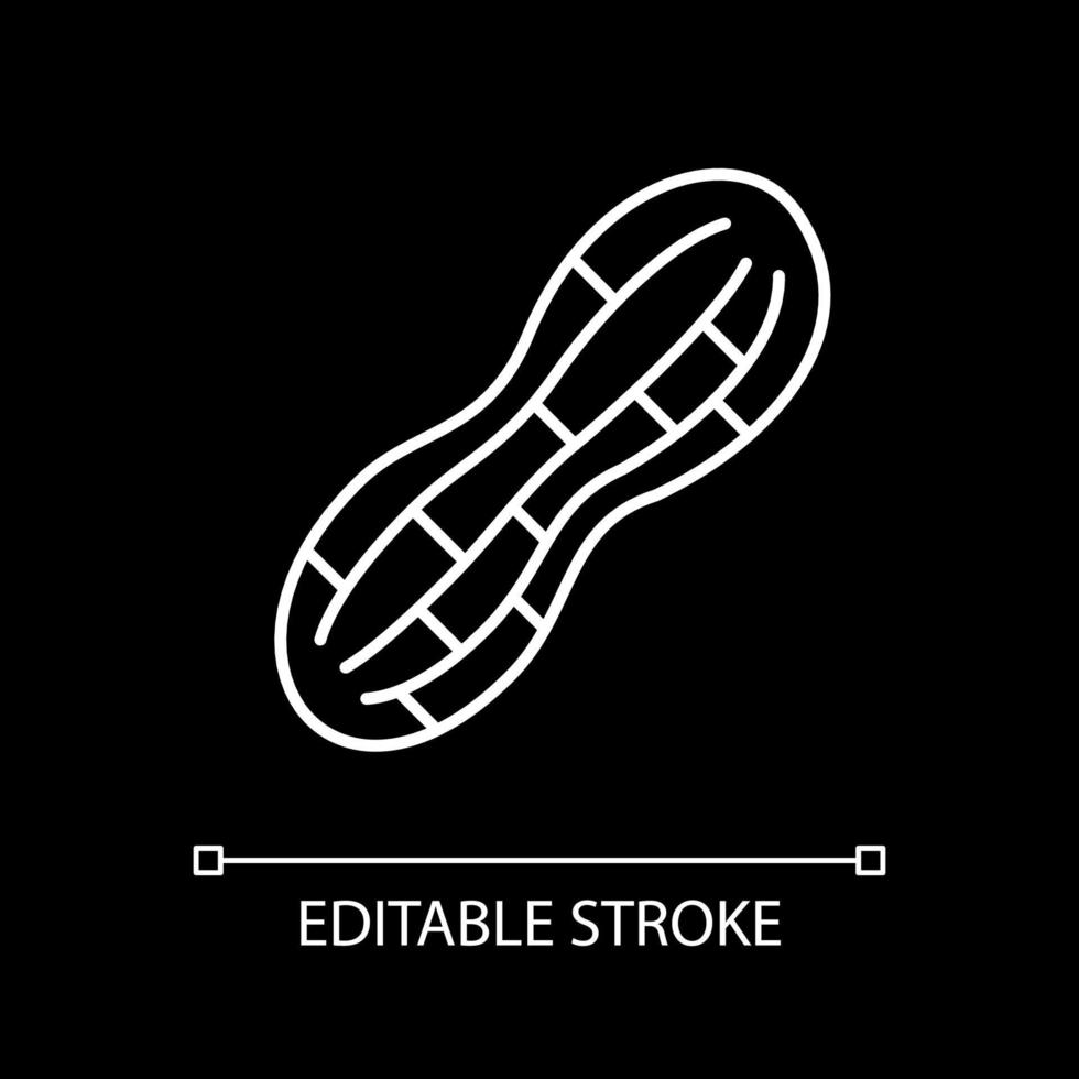 Peanut white linear icon for dark theme vector