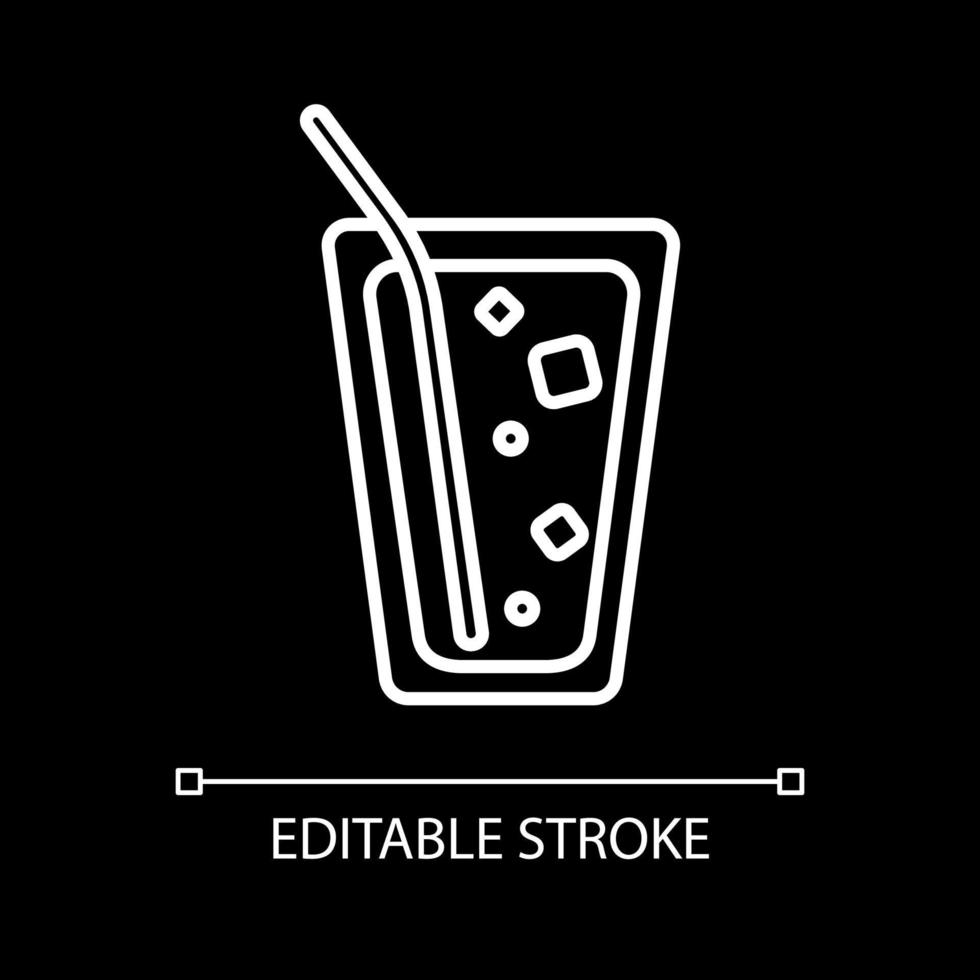 Cold drink white linear icon for dark theme vector