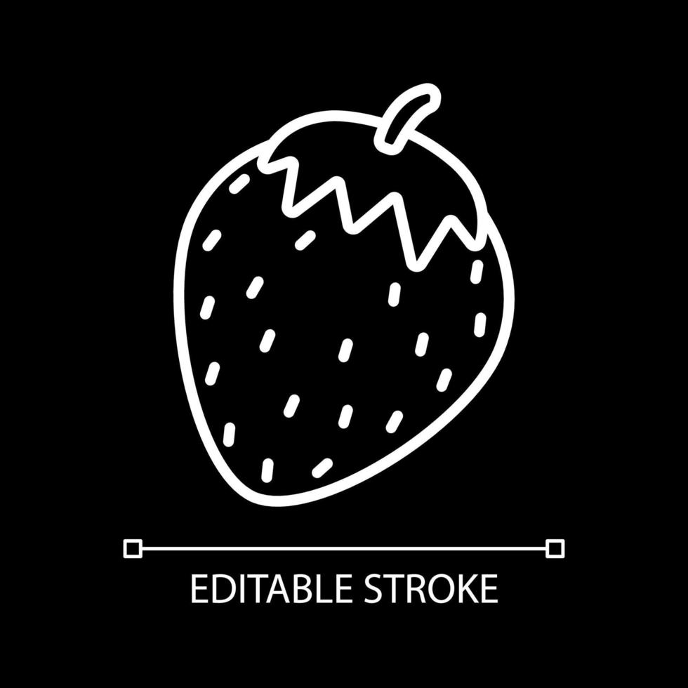 Strawberry white linear icon for dark theme vector