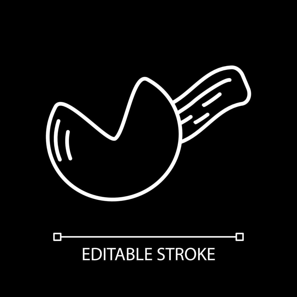 Fortune cookie white linear icon for dark theme vector