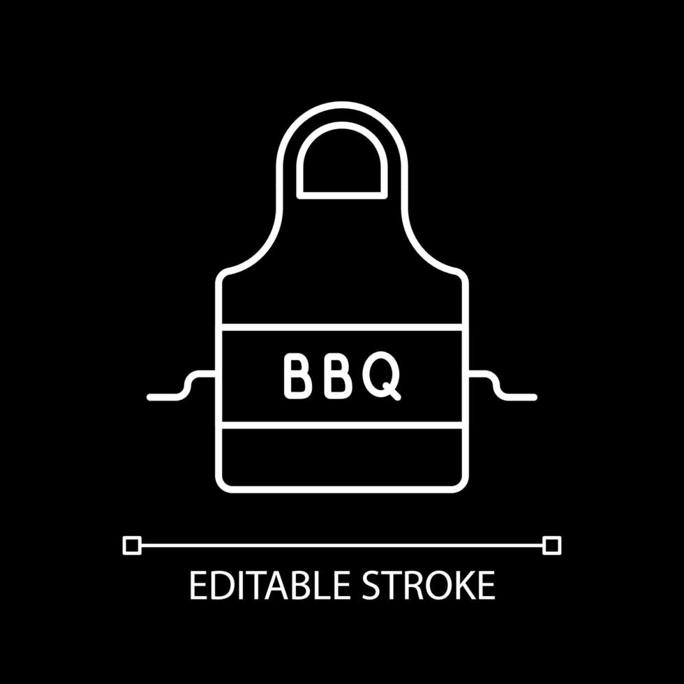 BBQ apron white linear icon for dark theme vector