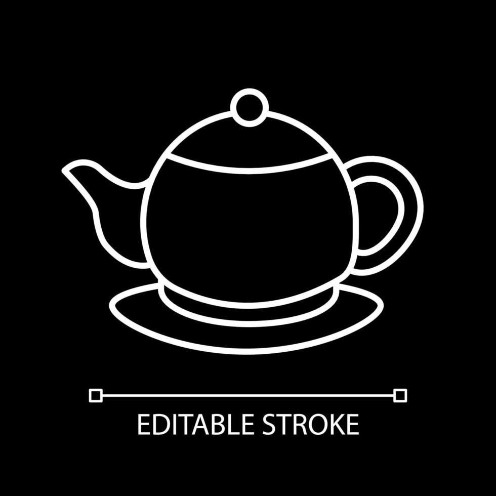 Ceramic teakettle white linear icon for dark theme vector