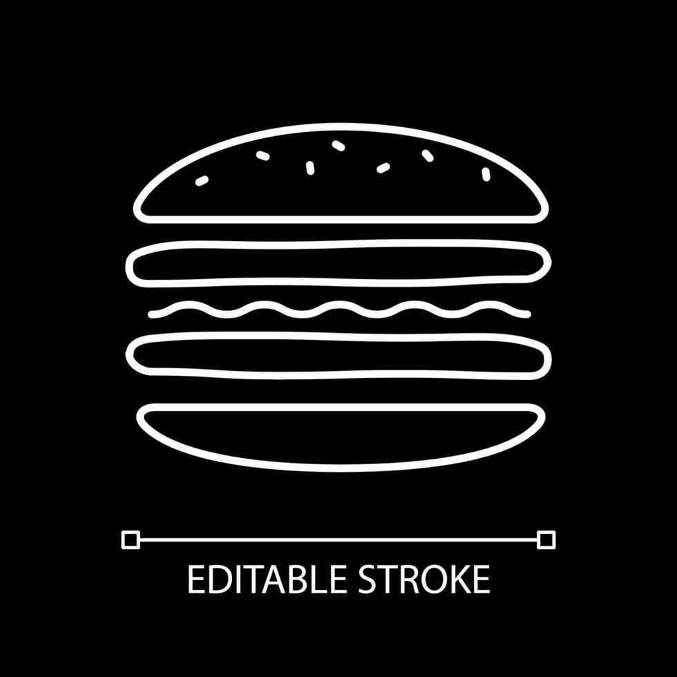 Burger layers white linear icon for dark theme vector