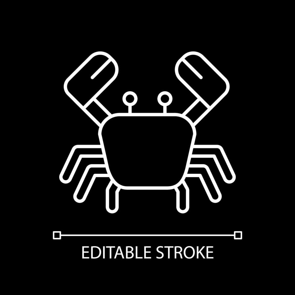 Crab white linear icon for dark theme vector