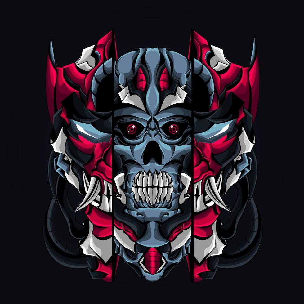 mecha skull artwork illustration vector