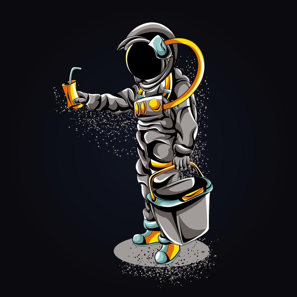 astronaut shopping artwork illustration vector