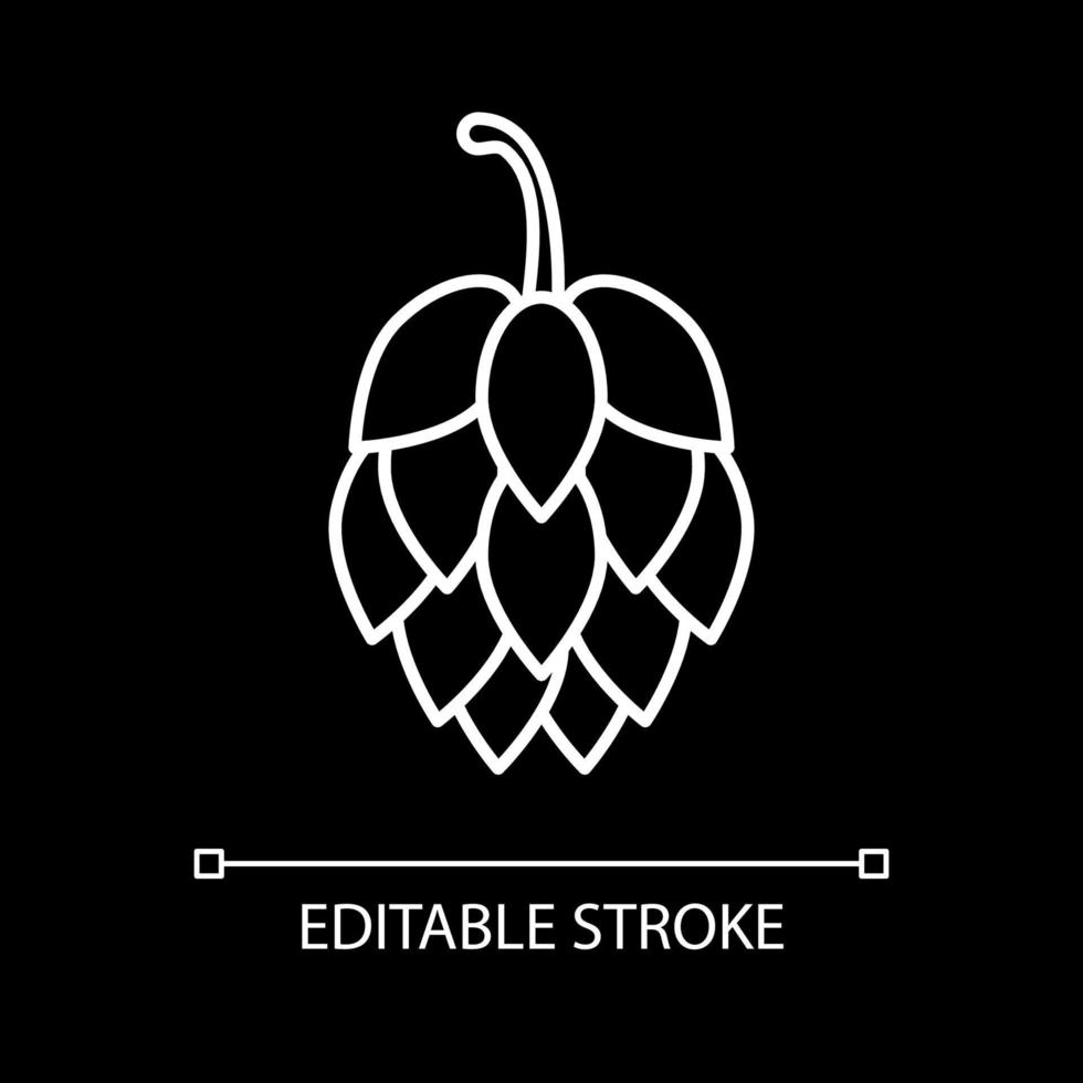 Hop for beer brewing white linear icon for dark theme vector