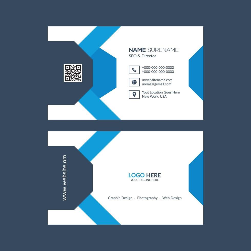 Blue and Black business card template vector