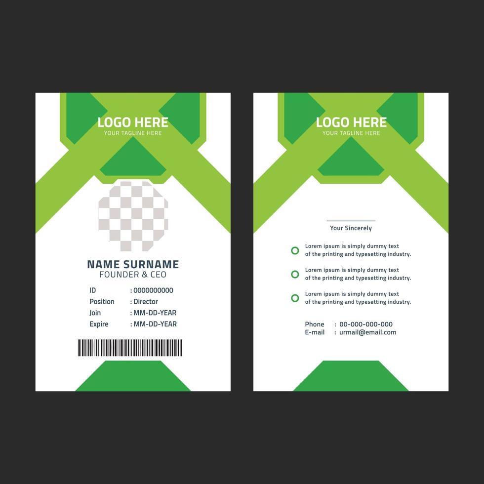 Corporate green id card template vector