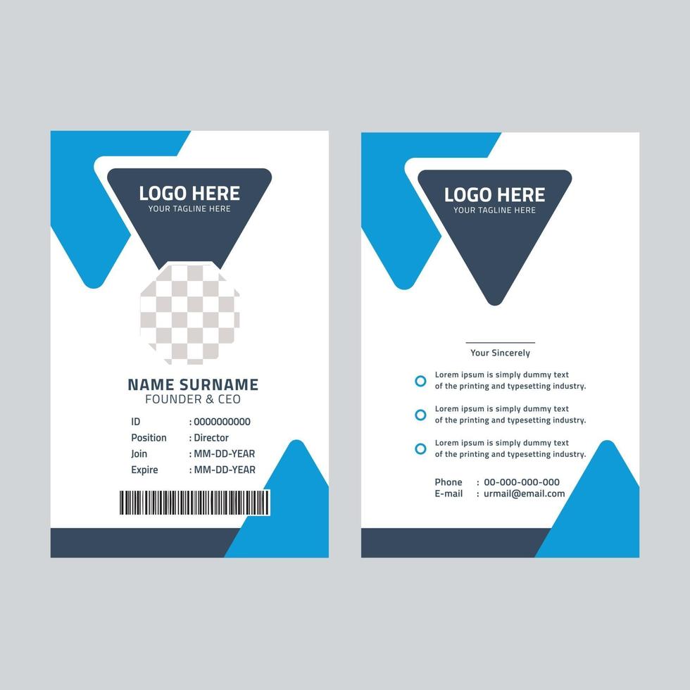Stylish id card template with blue elements vector