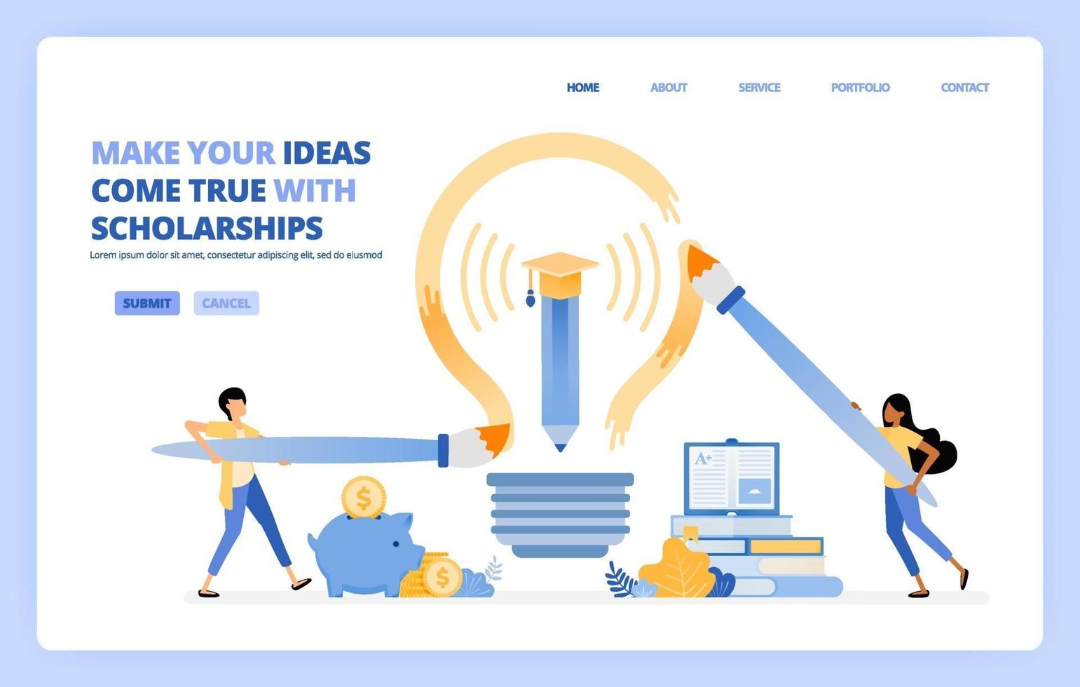 students can reach their dream by taking educational scholarship program. vector illustration concept can be use for landing page, template, ui ux, web, mobile app, poster ads, banner, website, flyer