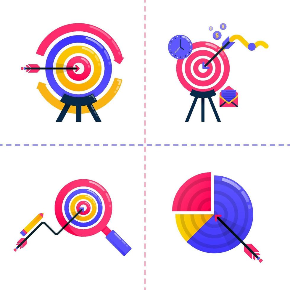 icon design of finance, business, financial, marketing analysis, charts and achieve goal targets. Icon pack template can be use for landing page, ui, web, mobile app, poster ads, banner, website vector