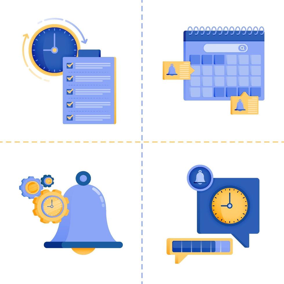 diseños de símbolos de logotipo para tiempo, negocios, tecnología 4.0, lista de verificación, agenda y horario. La plantilla de paquete de iconos planos se puede utilizar para la página de destino, web, aplicación móvil, póster, banner, sitio web, gráfico vector