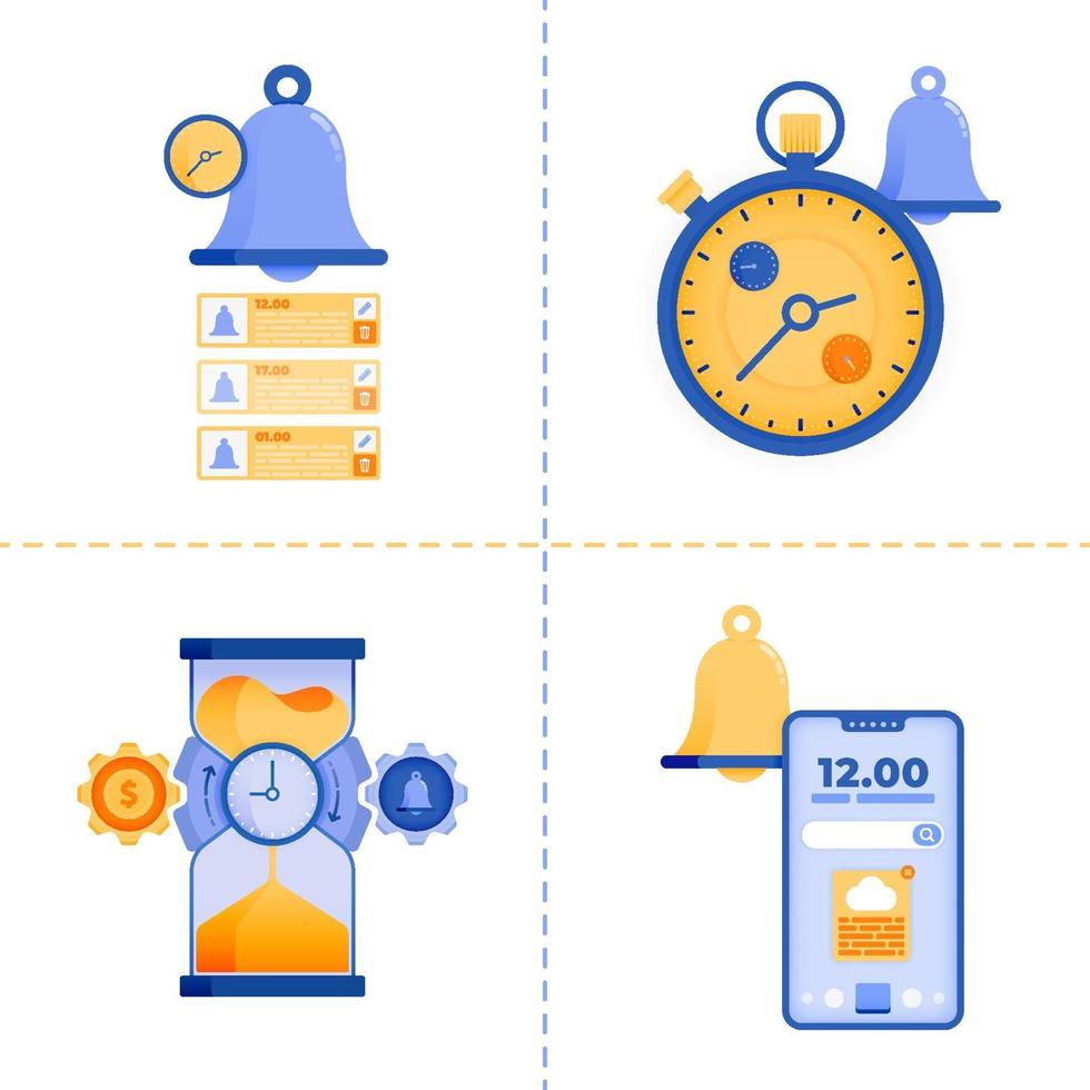 diseños de símbolo de logotipo para temas de estrategia de análisis de tiempo, negocios, tecnología 4.0 y finanzas. La plantilla de paquete de iconos planos se puede utilizar para la página de destino, web, aplicación móvil, póster, banner, sitio web, gráfico vector