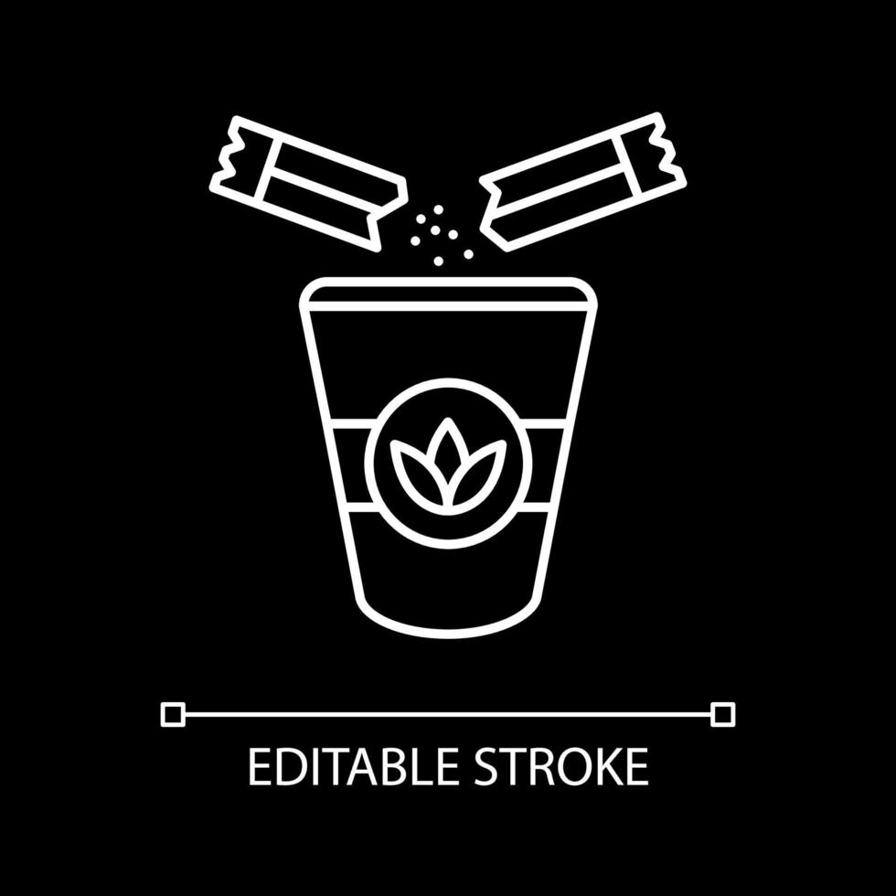 Add sugar to herbal tea white linear icon for dark theme vector