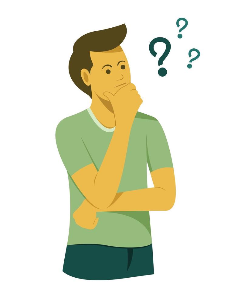 Man Thinking with Question Marks vector