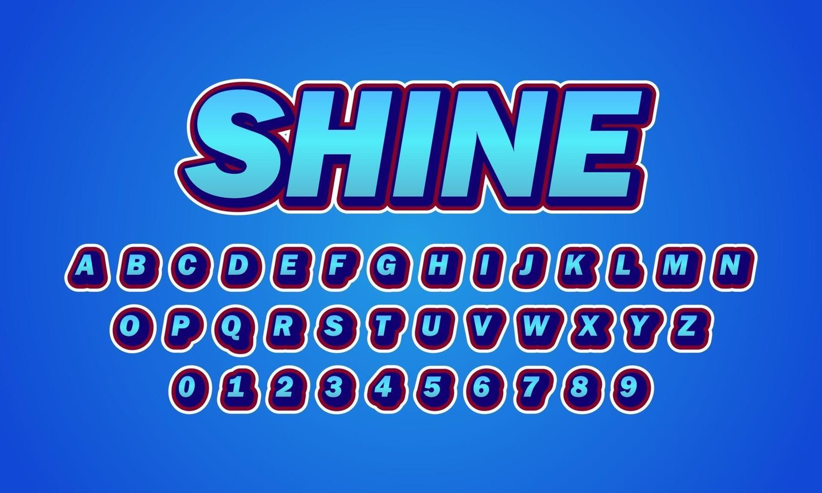 blue shine font alphabet vector