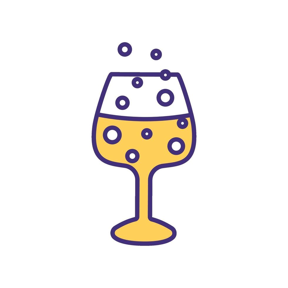 vino espumoso en vidrio icono de color rgb vector