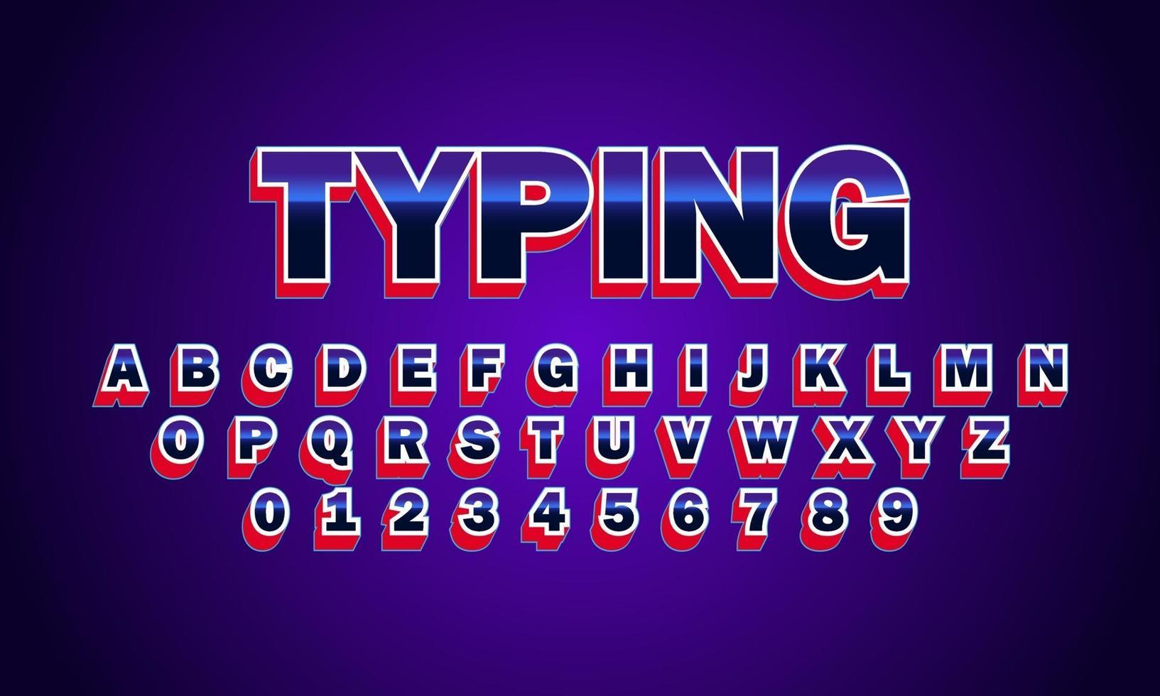 Typing font alphabet vector