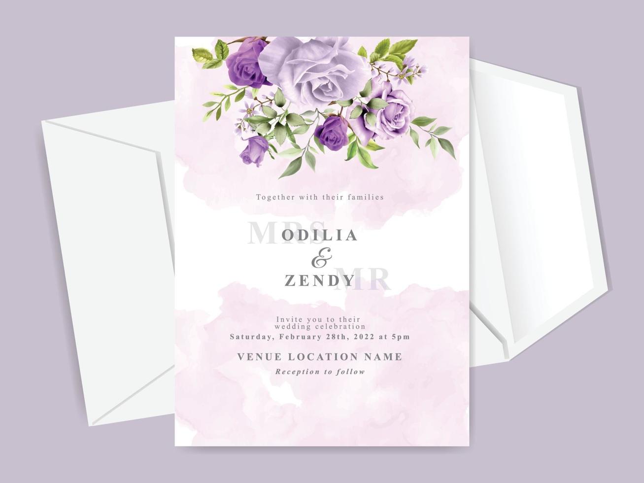 hermosa plantilla de tarjeta de invitación de boda vector