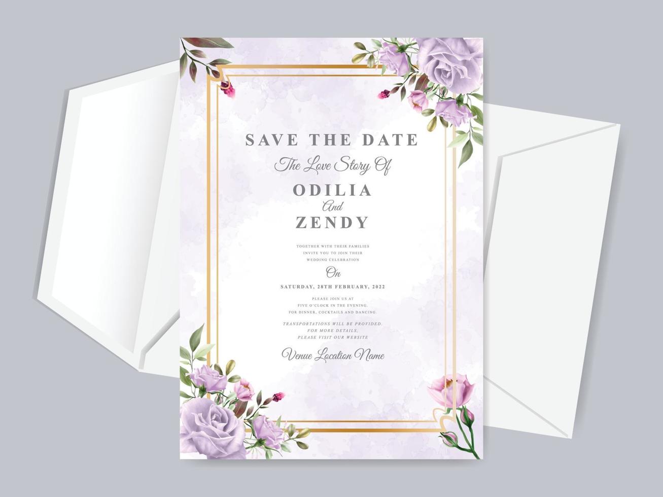 Wedding invitation save the date card template vector