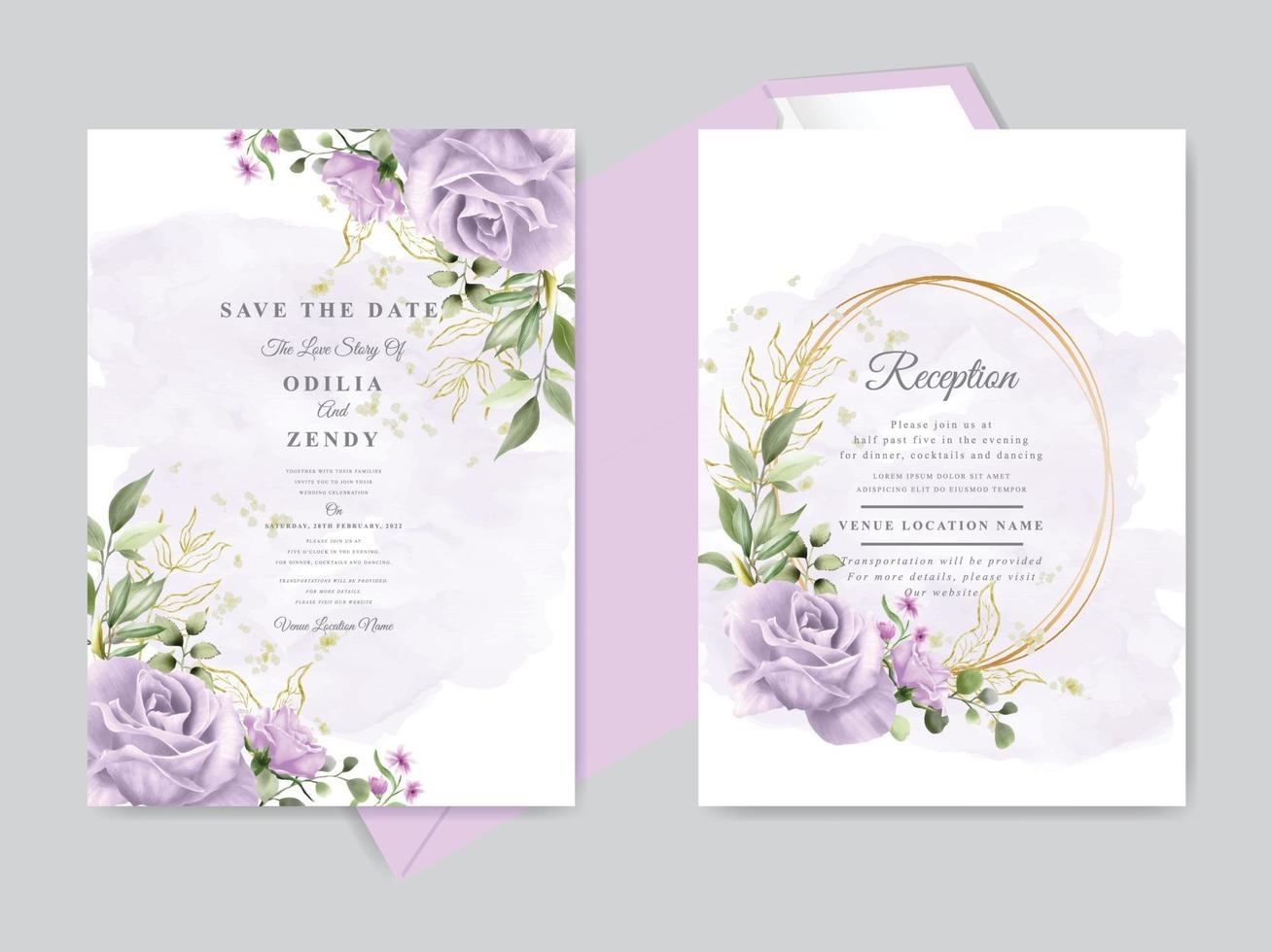 Wedding invitation card template set vector