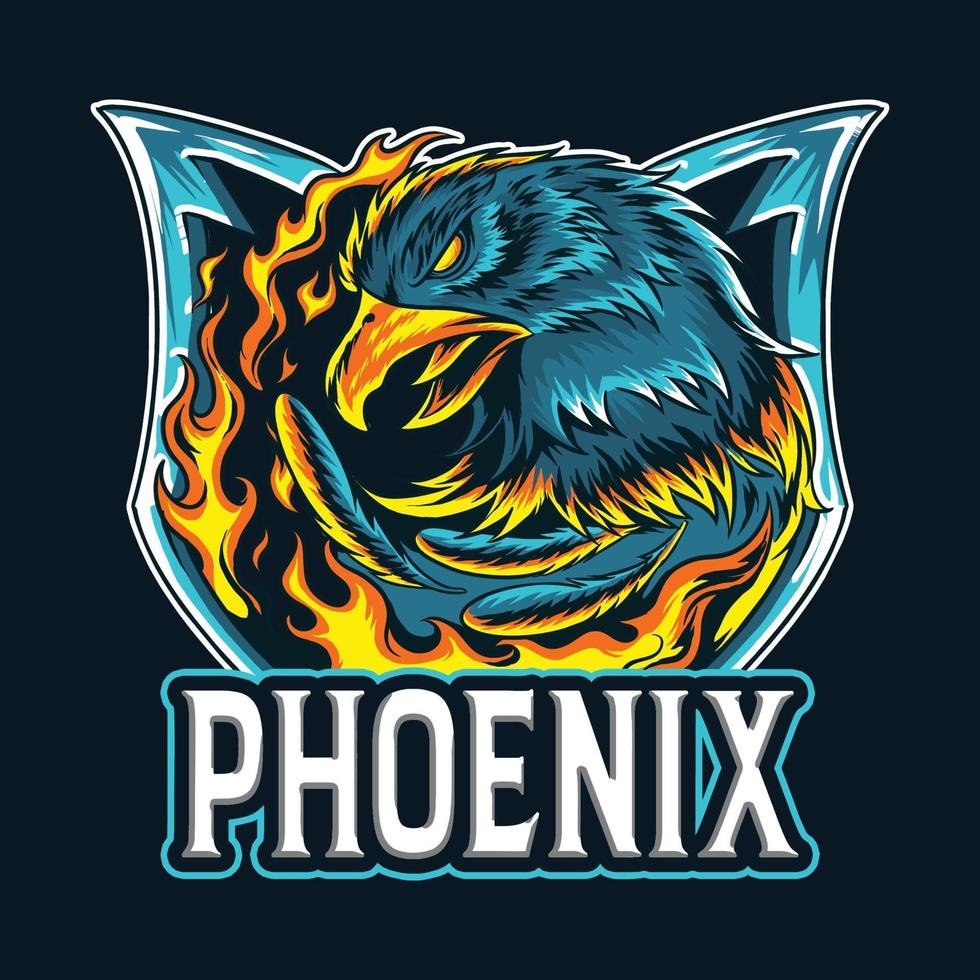 el águila de fuego phoenix como un logotipo de e-sport vector