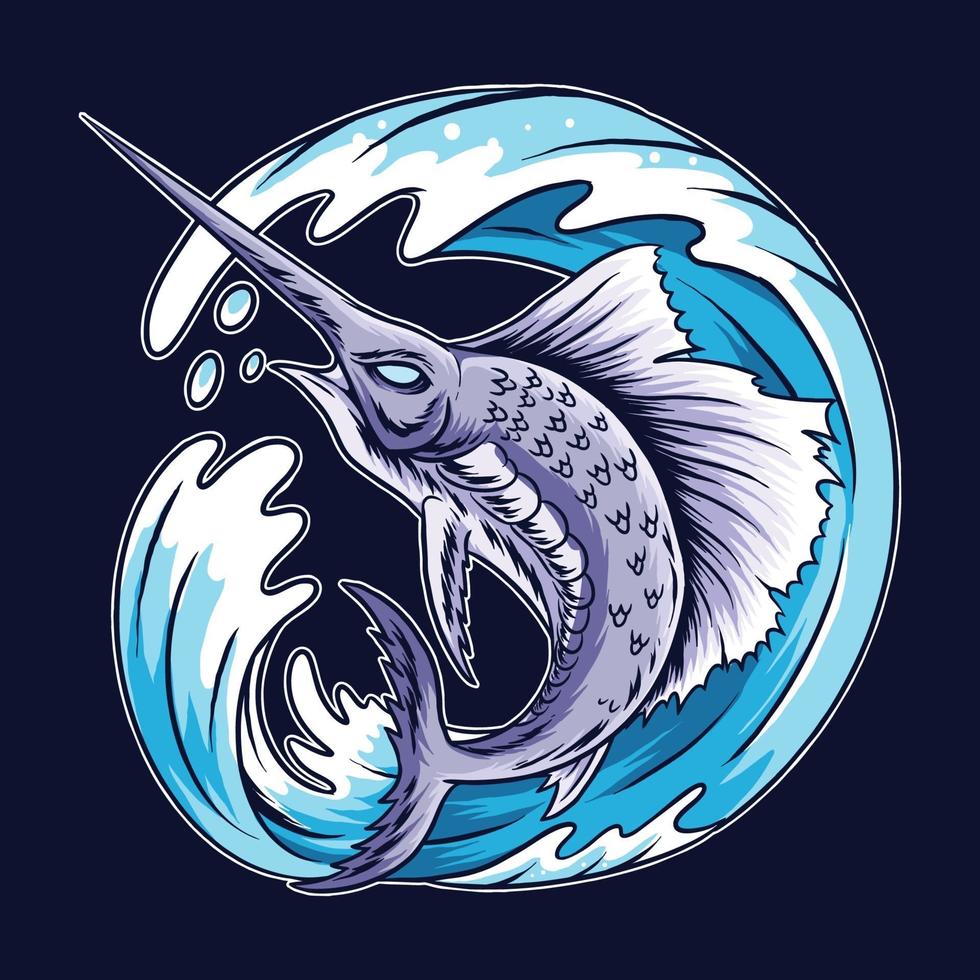 Marlin sword fish design vector