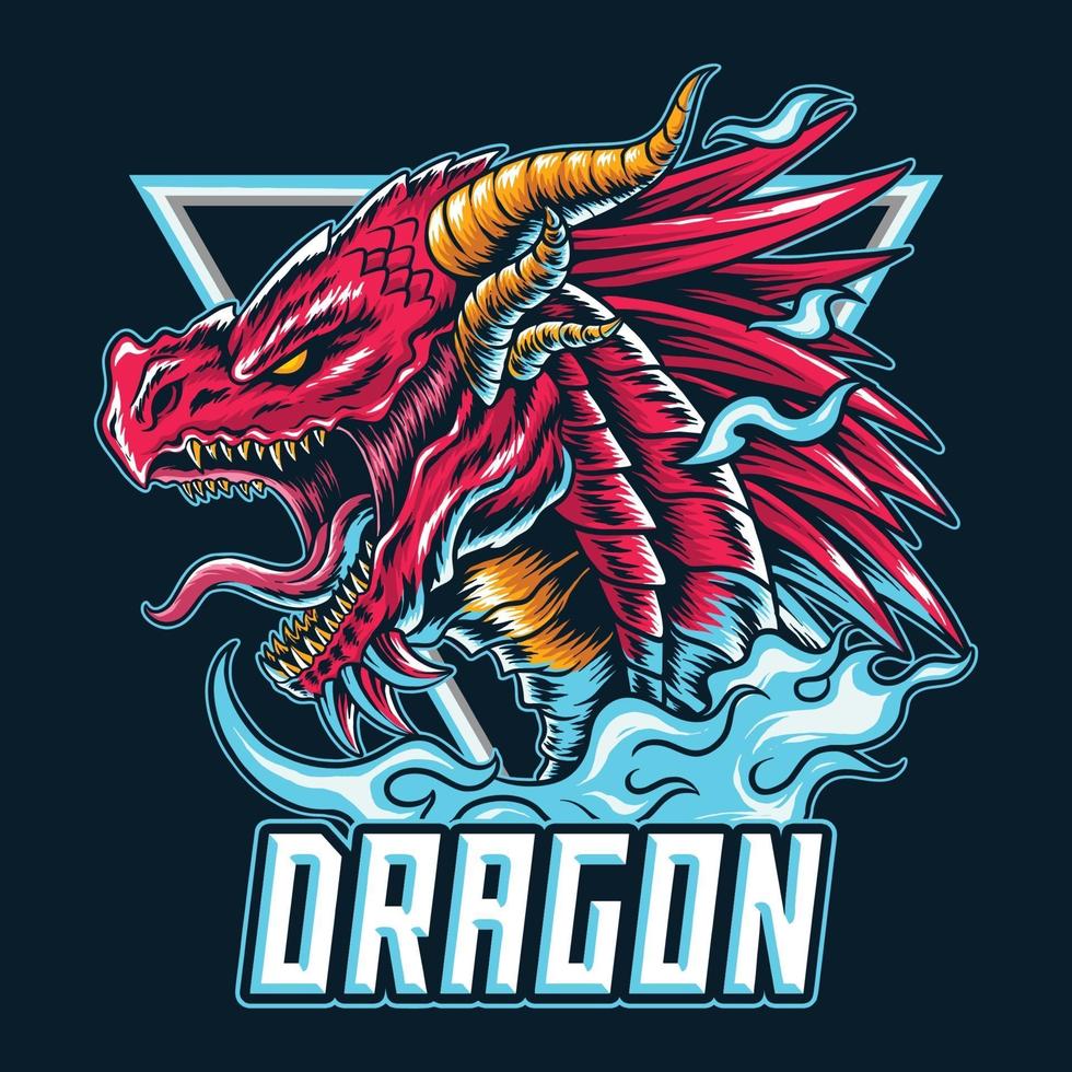 el logotipo o la mascota y el símbolo del dragón e-sport vector
