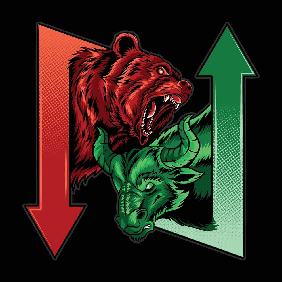 bearish and bullish in the science of stock market economics vector