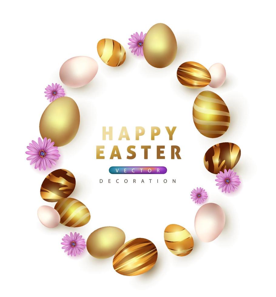 Easter background template with luxury premium golden eggs. vector