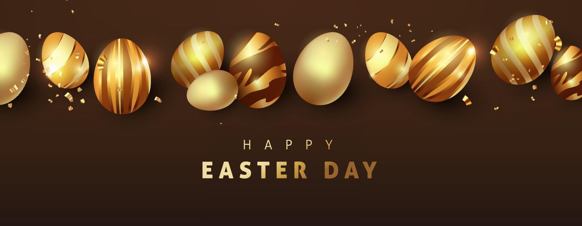 Easter background template with luxury premium golden eggs. vector