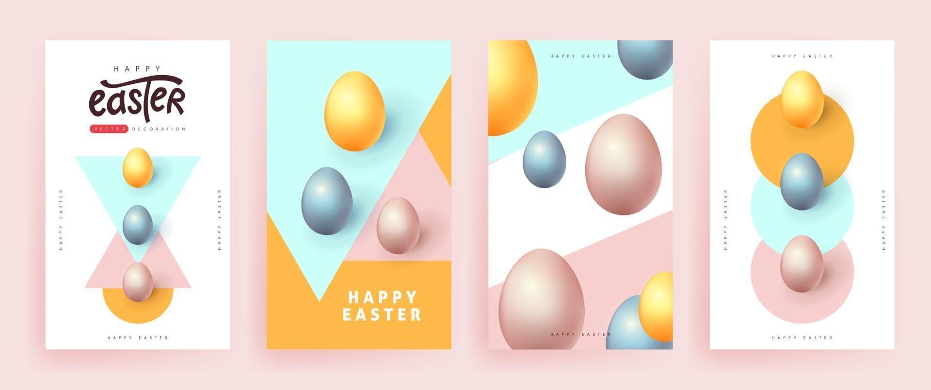 Modern easter banner background template with colorful eggs. vector