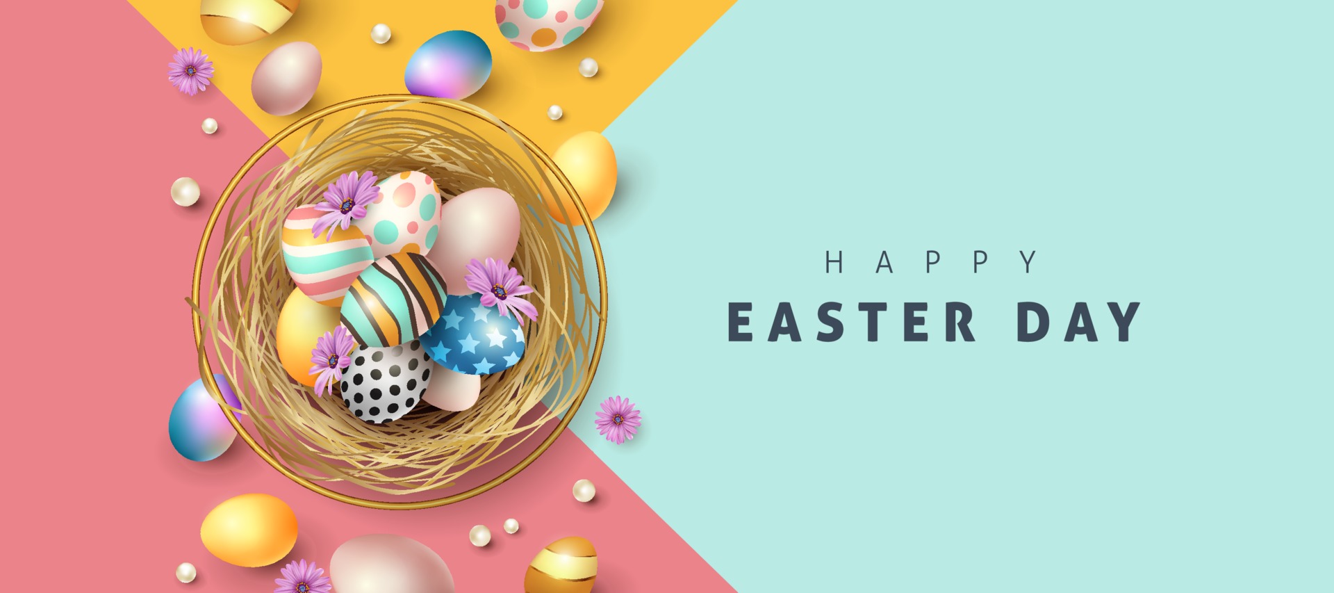 Happy easter greeting card banner background 2133960 Vector Art at ...