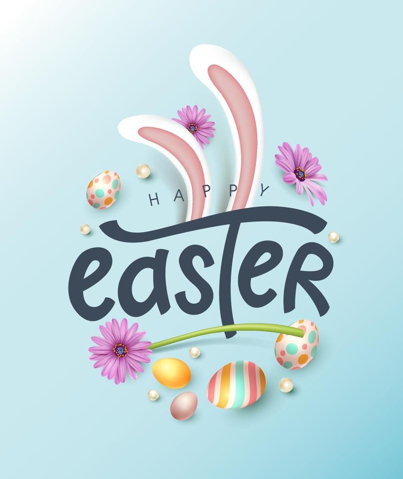 Happy easter greeting card banner background vector