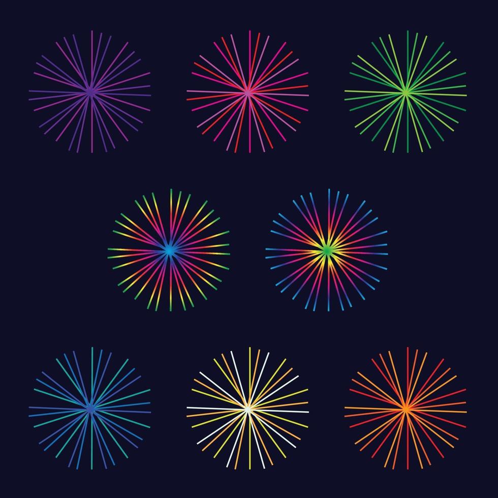 vector de fuegos artificiales de colores brillantes