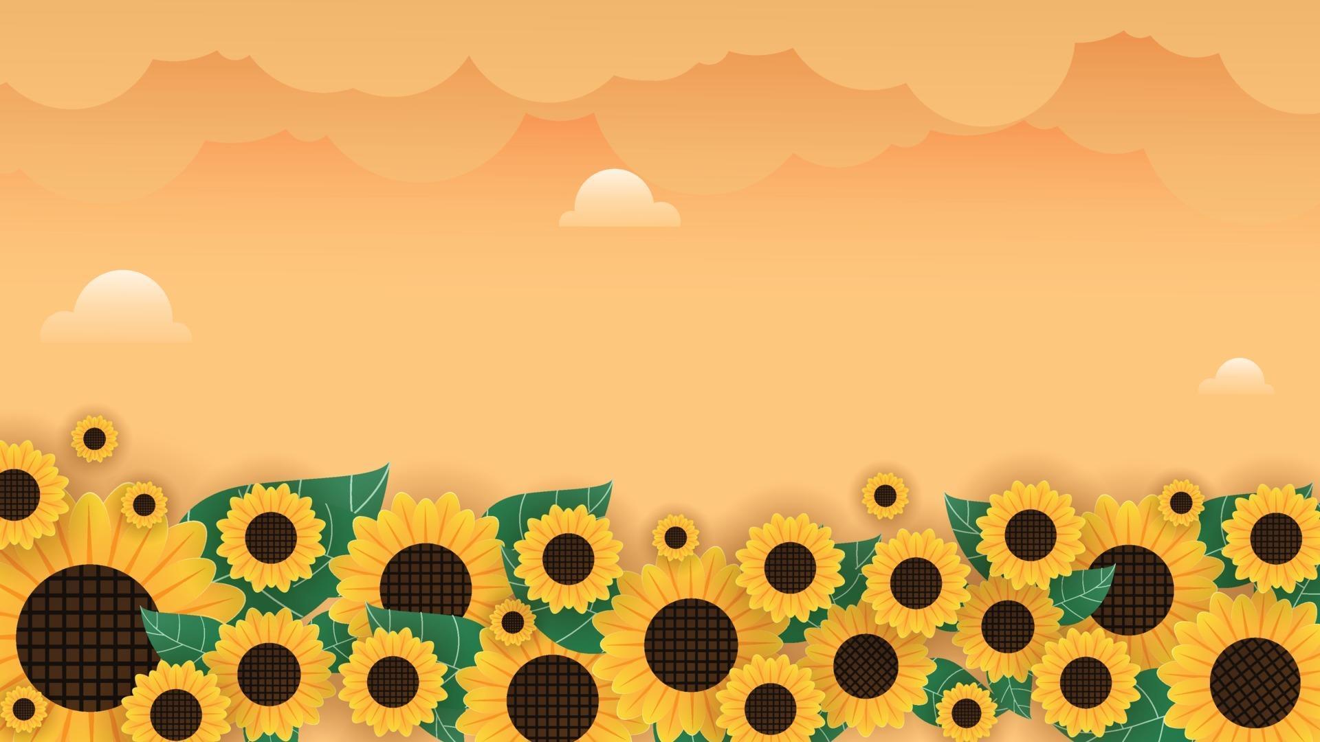Sunflower field background with clouds 2134074 Vector Art at Vecteezy