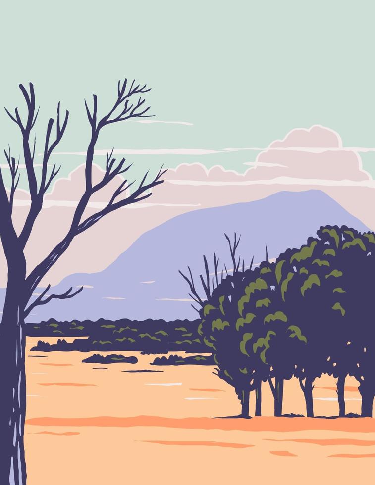 Capulin Volcano National Monument with Extinct Cinder Cone Volcano Part of Raton-Clayton Volcanic Field in New Mexico WPA Poster Art vector
